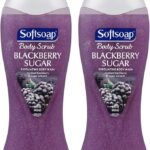 Softsoap Body Scrub - Exfoliating Body Wash - Blackberry Sugar - Crushed Blackberry & Sugar Extracts - Net Wt. 15 FL OZ (443ml) Per Bottle