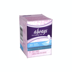 Always Daily Fresh Thin Liners, Regular Absorbency, Unscented, 20 CT – Case Pack of 24, Always,
