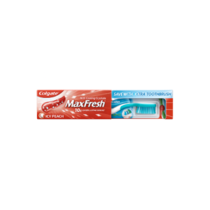Colgate Max Fresh Icy Peach Toothpaste 7.9oz/225g + Free Toothbrush – Case Pack of 36, Colgate,